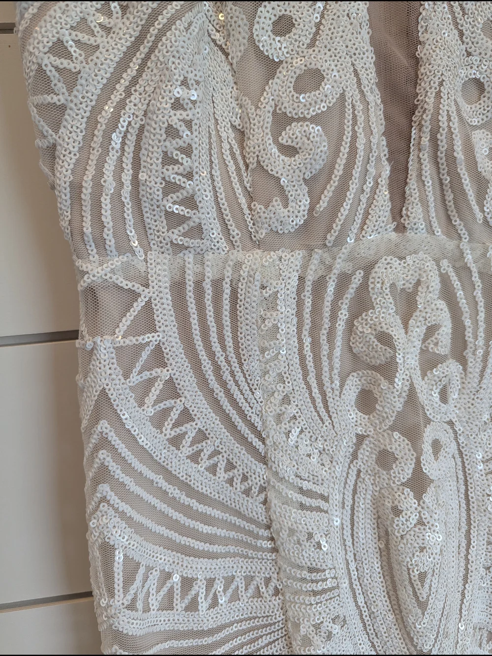 Lulus Wedding Dress Sequen Plunge Neck Splendorous Love Size XS Vintage Inspired - Picture 5 of 12